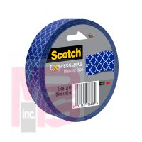 3M Scotch Expressions Masking Tape  3437-P9 .94 in x 20 yd (24 mm x 18.2 m) Blue Quatrefoil