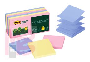 3M Post-it Greener Pop-up Notes R330RP-12AP  3 in x 3 in Helsinki Collection 100 Sheets/Pad 12 Pads/Pack