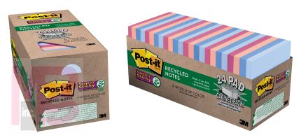 3M Post-it Super Sticky Recycled Notes 654-24NH-CP  3 in x 3 in (76 mm x 76 mm) Bali Collection