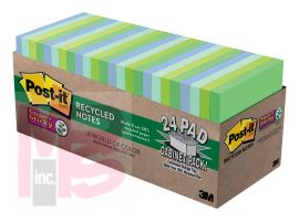 3M Post-it Super Sticky Recycled Notes 654-24SST-CP  3 in x 3 in (76 mm x 76 mm) Bora Bora Collection