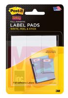 3M Post-it Label Pads 2900-RBG  1 in x 3 in (25.4 mm x 76.2 mm) Removable White 75 Labels/Pack 3 Pads/Pack 25 Labels/Pad