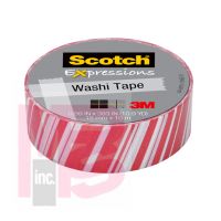 3M Scotch Expressions Washi Tape C314-P57-J  .59 in x 393 in (15 mm x 10 m) Candy Stripe