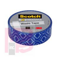 3M Scotch Expressions Washi Tape C314-P69  .59 in x 393 in (15 mm x 10 m) Blue Quatrefoil