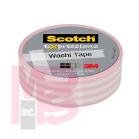 3M Scotch Expressions Washi Tape C314-P67  .59 in x 393 in (15 mm x 10 m) Pastel Pink Stripe