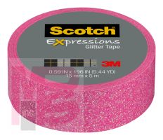 3M Scotch Expressions Glitter Tape C514-PNK2  .59 in x 196 in (15 mm x 5 m) Pastel Pink Glitter