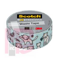 3M Scotch Expressions Washi Tape C314-P90  .59 in x 393 in (15 mm x 10 m) Mint Cats