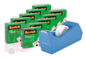 3M Scotch Tape with Dispenser 810K10-C38PR  0.75 in x 1000 in (19 mm x 25.4 m) Periwinkle Dispenser 10-Pack