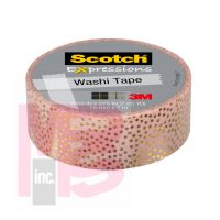 3M Scotch Expressions Washi Tape C614-P2  Pastel Pink with Gold Foil Dots