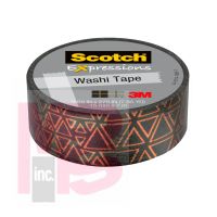 3M Scotch Expressions Washi Tape C614-P4  .59 in x 275 in (15 mm x 7 m) Black and Copper Foil Triangles