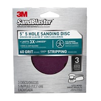 3M SandBlaster(TM) Sanding Discs, 9421ES-30-B, 5 in X 5-hole, 60 grit, 3/pk