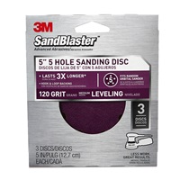 3M SandBlaster(TM) Sanding Discs, 9423ES-30-B, 5 in x 5-hole, 120 grit, 3/pk
