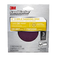 3M SandBlaster(TM) Sanding Disc, 9425ES-30-B, 5 in x 5Hole, 220 grit, 3/pk