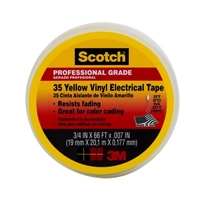 3M Scotch(R) #35 Yellow Vinyl Electrical Tape, 10844-DL-5, 3/4 in x 66 ft x 0.007 in, 5/case