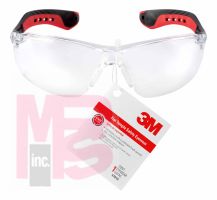 3M Flat Temple Safety Eyewear  47010-HT6 Black/Red Frame Clear/Scratch Resistant Lens 6/case 1 Eyewear