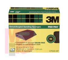 3M Angled Sanding Sponge CP040-6P  2 7/8 in x 4 7/8in x 1 in Fine