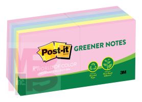 3M Post-it Greener Notes 654-RP-A  3 in x 3 in (76 mm x 76 mm) Helsinki colors