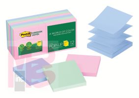 3M Post-it Greener Pop-up Notes R330RP-12AP  3 in x 3 in  Assorted Pastel