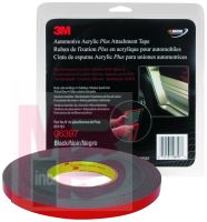 3M Automotive Acrylic Plus Attachment Tape 06397 Black 1/2 In X 10 Yds 60 mil 12 per case