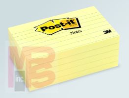 3M Post-it® Notes, 635-5PKSS, 3'' x 5'', Canary Yellow, 5 Pads/Pack,100 sheets/pad,16 packs/case.