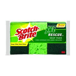 Scotch-Brite Rescue No Rust Soap Pad 300 3-Pack, 1 .8 in x 3 in x .3 in, 12/cs