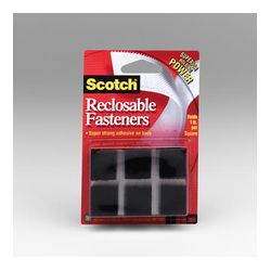 Scotch Reclosable Fasteners RF7121X, 24 each 7/8 in Black Squares