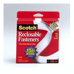 Scotch Reclosable Fasteners RF7260X, 3/4 in x 180 in White Roll