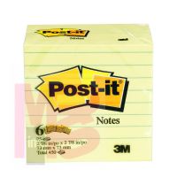 3M Post-it(R) Notes 5444 Canary Yellow 3 in x 3 in (7.62 cm x 7.62 cm) WalMart, Lined, 75 Shts/Pad