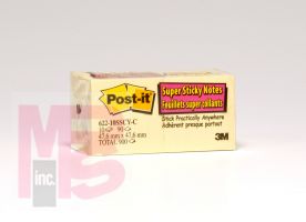 3M Post-it(R) Super Sticky Notes 622-10SSCY, 2 in x 2 in (5.08 cm x 5.08 cm) 90 sheet Canary Yellow 10-pack