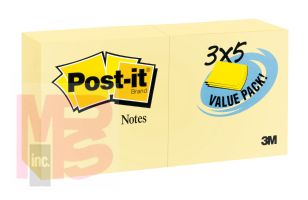 3M Post-it(R) Notes 655-24VAD, 3 in x 5 in Canary Yellow 24 Pad Value Pack