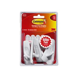 Command Hooks 17001VP-6PK Medium White