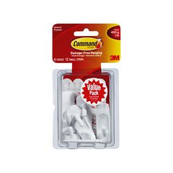 Command Hooks 17002VP-6PK Small White