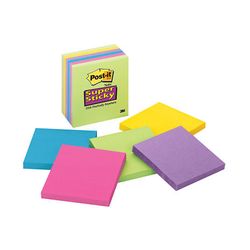 Post-it Super Sticky Notes 654-6SSAU 3 in x 3 in Assorted Ultra 65 sheets