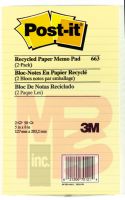 3M Post-it(R) Notes 663, 5 in x 8 in Canary Yellow 36 pk/cs Lined