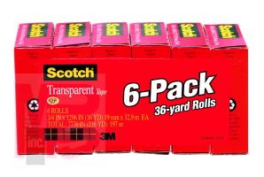 3M Scotch(R) Tape 600-6PK 3/4 in x 1296 in
