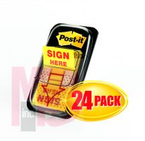Post-it Flags 680-9-24, 1 in x 1.7 in (25,4 mm x 43,2 mm) Canary Yellow 24 dis/pk 2 pk/cs