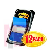 3M Post-it(R) Flags 680-BE12, 1 in x 1.7 in (25.4 mm x 43.2 mm) Blue 12 disp box, 4 bx/cs