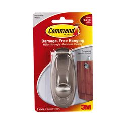 3M 17053BN Command Traditional Hook Large Brushed Nickel - Micro Parts & Supplies, Inc.