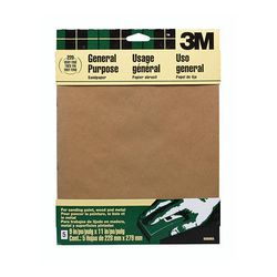 3M Aluminum Oxide Sandpaper 9000NA, 9 in x 11 in, Very Fine grit, 5/pk