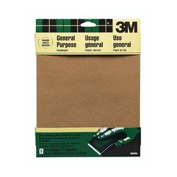 3M Aluminum Oxide Sandpaper 9002NA, 9 in x 11 in, Medium grit, 5/pk