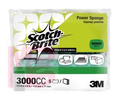 3M Scotch-Brite(TM)PowerSponge3000CC,2.8in x 4.5in,5/pk,12 pks/cs