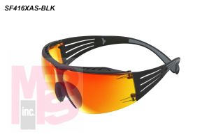 3M SecureFit 400 Series Safety Glasses SF416XAS-BLK  Gray/Black  Orange Mirror Anti-Scratch Lens  20 EA/Case