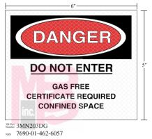 3M Diamond Grade Safety Sign 3MN203DG "DANGER SPACE"  6 in x 5 in 10 per package