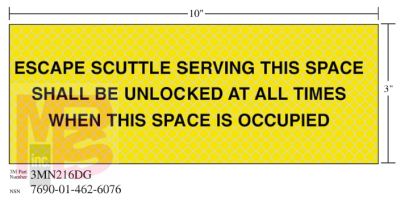 3M Diamond Grade Safety Sign 3MN216DG "ESCAPE OCCUPIED"  10 in x 3 in 10 per package