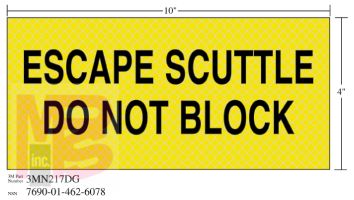 3M Diamond Grade Safety Sign 3MN217DG "ESCAPE BLOCK"  10 in x 4 in 10 per package