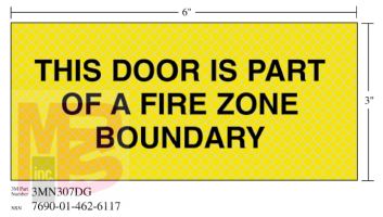 3M Diamond Grade Fire Fighting Sign 3MN307DG "THIS BOUNDARY"  7 in x 3 in 10 per package