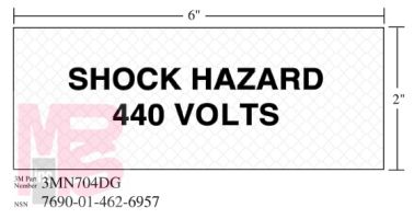 3M Diamond Grade Electrical Sign 3MN704DG "SHOCK VOLTS (WHT)"  5 in x 2 in 10 per package