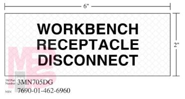 3M Diamond Grade Electrical Sign 3MN705DG "WRKBNCH DISCONECT"  5 in x 2 in 10 per package