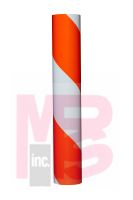 3M Engineer Grade Pre-Striped Barricade Sheeting CW46LNL Orange/White  6 in stripe/left  7 3/4 in x 50 yd