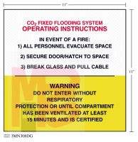 3M Diamond Grade Fire Fighting Sign 3MN308DG "CO2 FIXED GAS FREE"  11 in x 11 in 10 per package