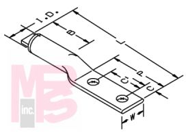 3M Scotchlok Aluminum Two Hole Lug 40132 up to 35 kV 1/0 AWG - Micro Parts & Supplies, Inc.